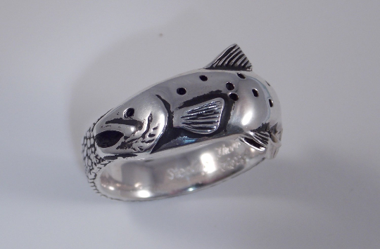 Trout Fish Silver Ring